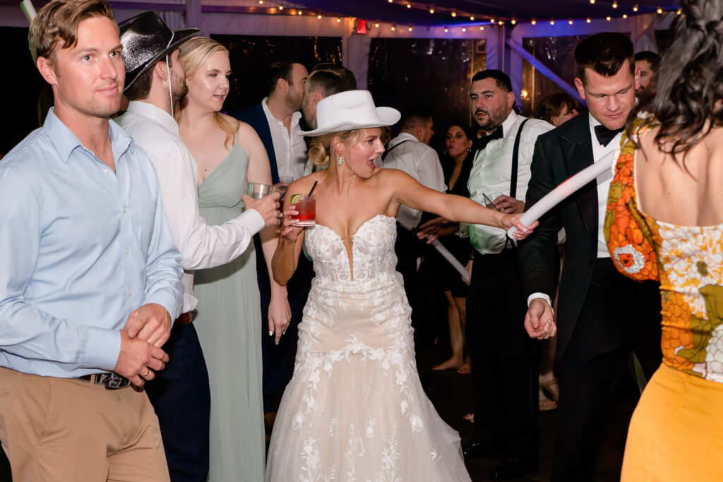 reception dancing with bride